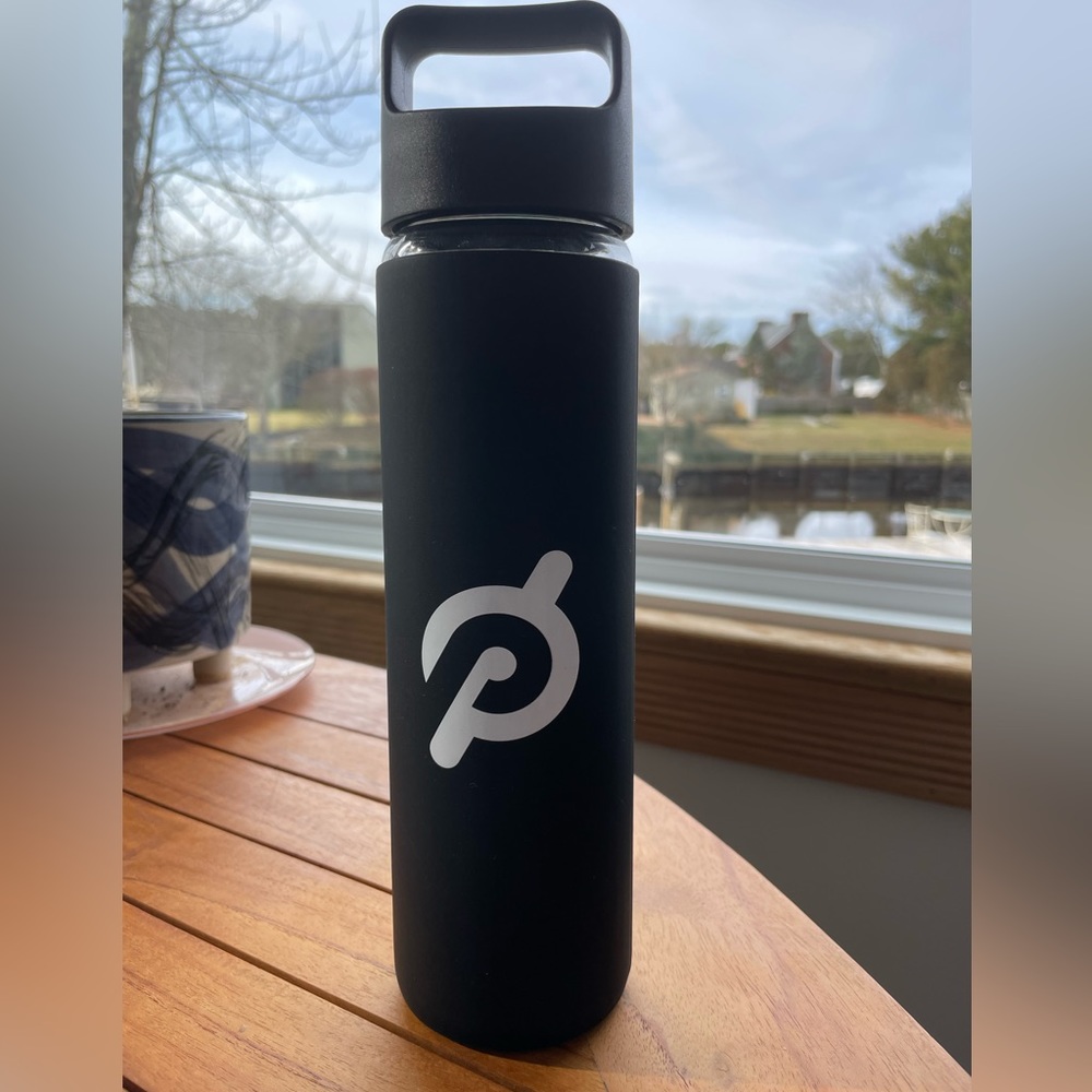 Peloton glass water bottle